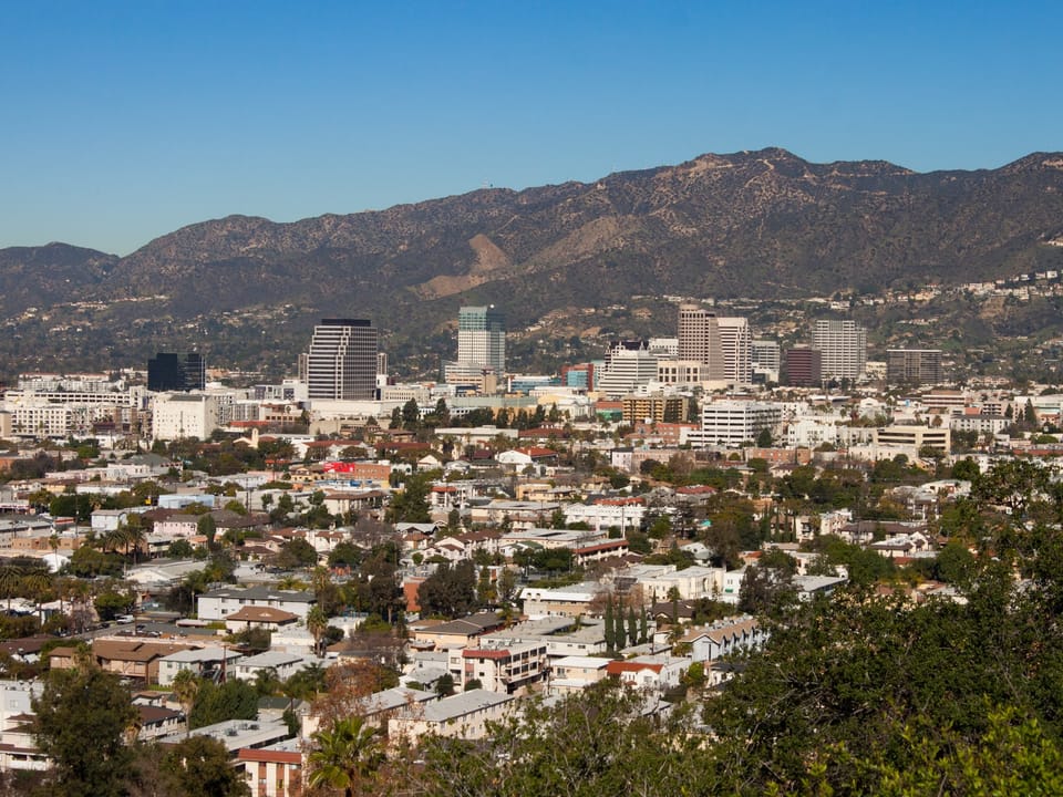 Glendale and the Verdugo Mountains seen from Forest Lawn